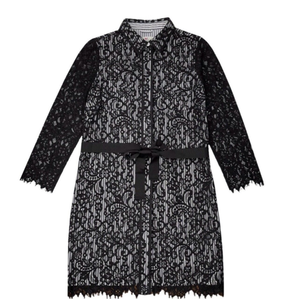 (NWT) Vineyard Vines Lace Hadley Striped Shirt Dress With Belt Tie Size 6